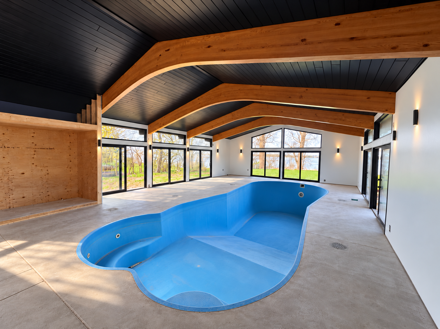 Current partially finished indoor pool room